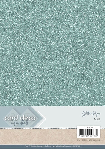  Card Deco glitter karton A4 mint 230g 